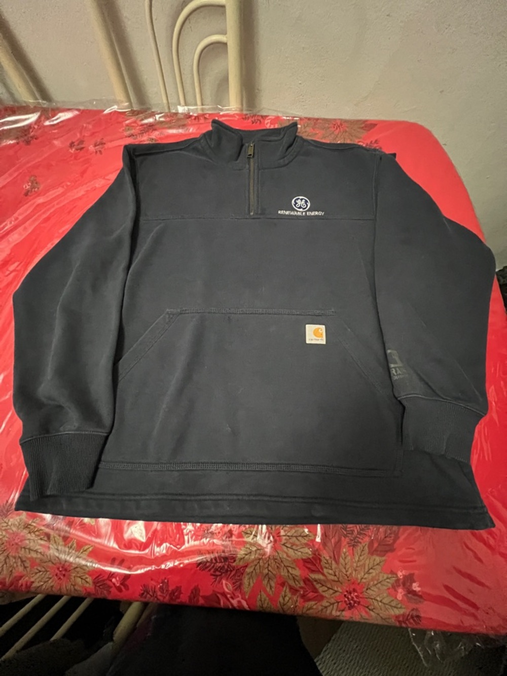 Carhartt 1/4 zip Mens Large Black Rain Defender Paxton Loose Fit Workwear